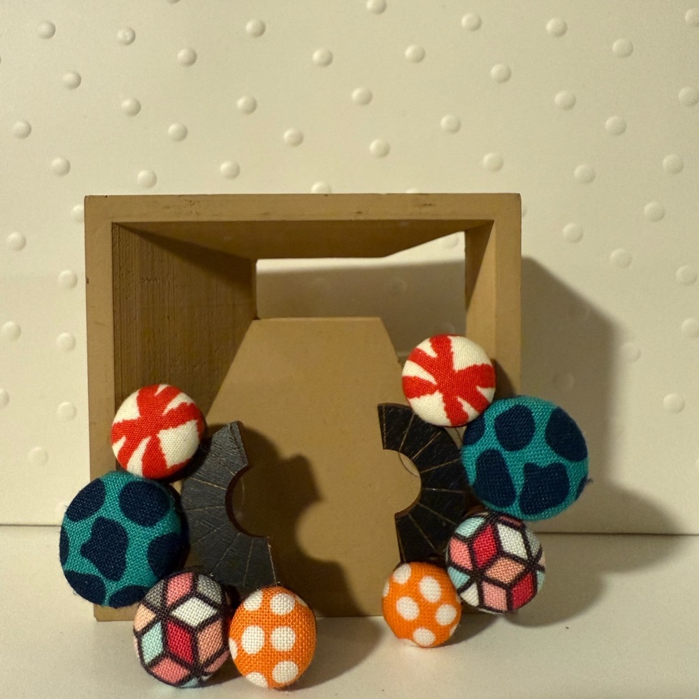 Colorful Geometric Button Earrings